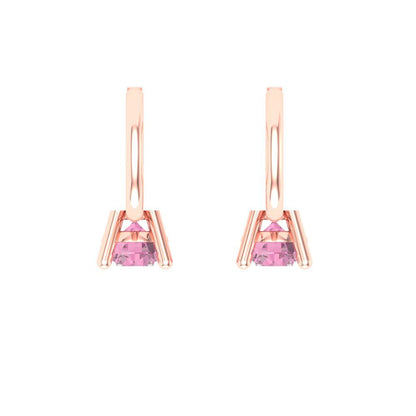 0.5 ctw Pink Zirconia Drop Dangle Earrings | 4.0mm Round Cut White Gold Lever Back | April Birthstone