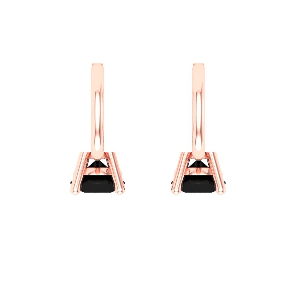 0.5 ctw Onyx Drop Dangle Earrings | 4.0mm Round Cut White Gold Lever Back | July Birthstone