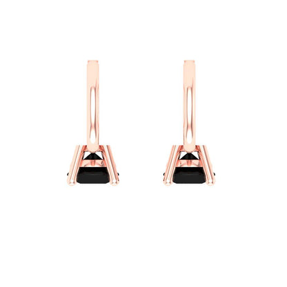 0.5 ctw Onyx Drop Dangle Earrings | 4.0mm Round Cut White Gold Lever Back | July Birthstone
