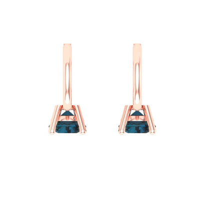 0.5 ctw London Blue Topaz Drop Dangle Earrings | 4.0mm Round Cut White Gold Lever Back | December Birthstone