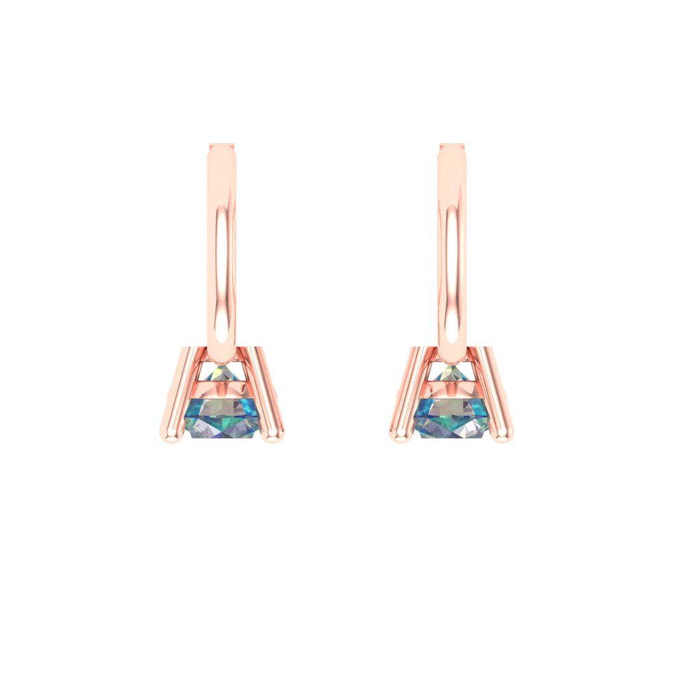 0.5 ctw Blue Moissanite Drop Dangle Earrings | 4.0mm Round Cut White Gold Lever Back | April Birthstone