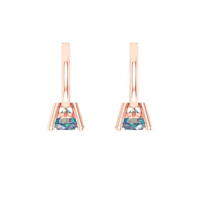 0.5 ctw Blue Moissanite Drop Dangle Earrings | 4.0mm Round Cut White Gold Lever Back | April Birthstone