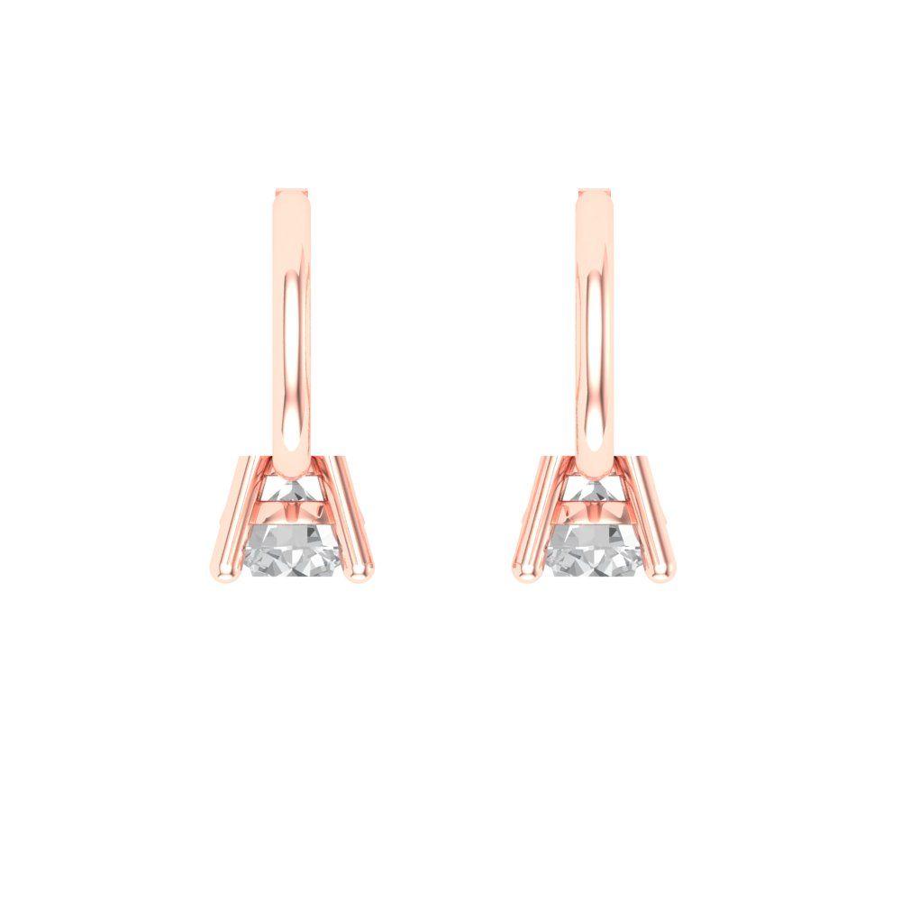 0.5 ctw White Sapphire Drop Dangle Earrings | 4.0mm Round Cut White Gold Lever Back | April Birthstone