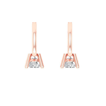 0.5 ctw White Sapphire Drop Dangle Earrings | 4.0mm Round Cut White Gold Lever Back | April Birthstone