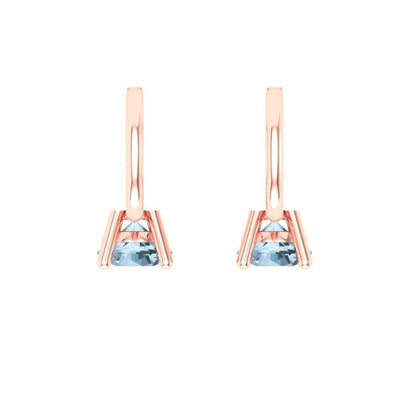 0.5 ctw Aquamarine Drop Dangle Earrings | 4.0mm Round Cut White Gold Lever Back | March Birthstone