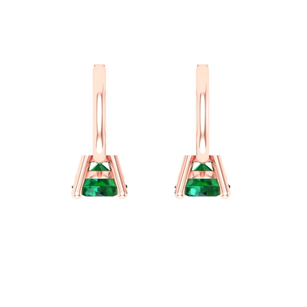 0.5 ctw Emerald Drop Dangle Earrings | 4.0mm Round Cut White Gold Lever Back | May Birthstone