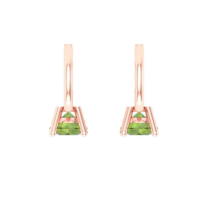 0.5 ctw Peridot Drop Dangle Earrings | 4.0mm Round Cut White Gold Lever Back | August Birthstone