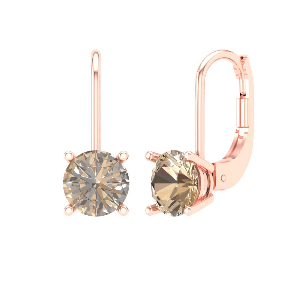 1.5 ctw Yellow Moissanite Drop Dangle Earrings | 6mm Round Cut White Gold Lever Back | April Birthstone