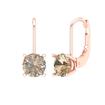 1.5 ctw Yellow Moissanite Drop Dangle Earrings | 6mm Round Cut White Gold Lever Back | April Birthstone