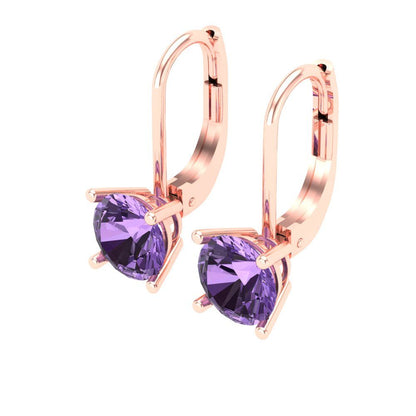 1.5 ctw Alexandrite Drop Dangle Earrings | 6mm Round Cut White Gold Lever Back | June Birthstone