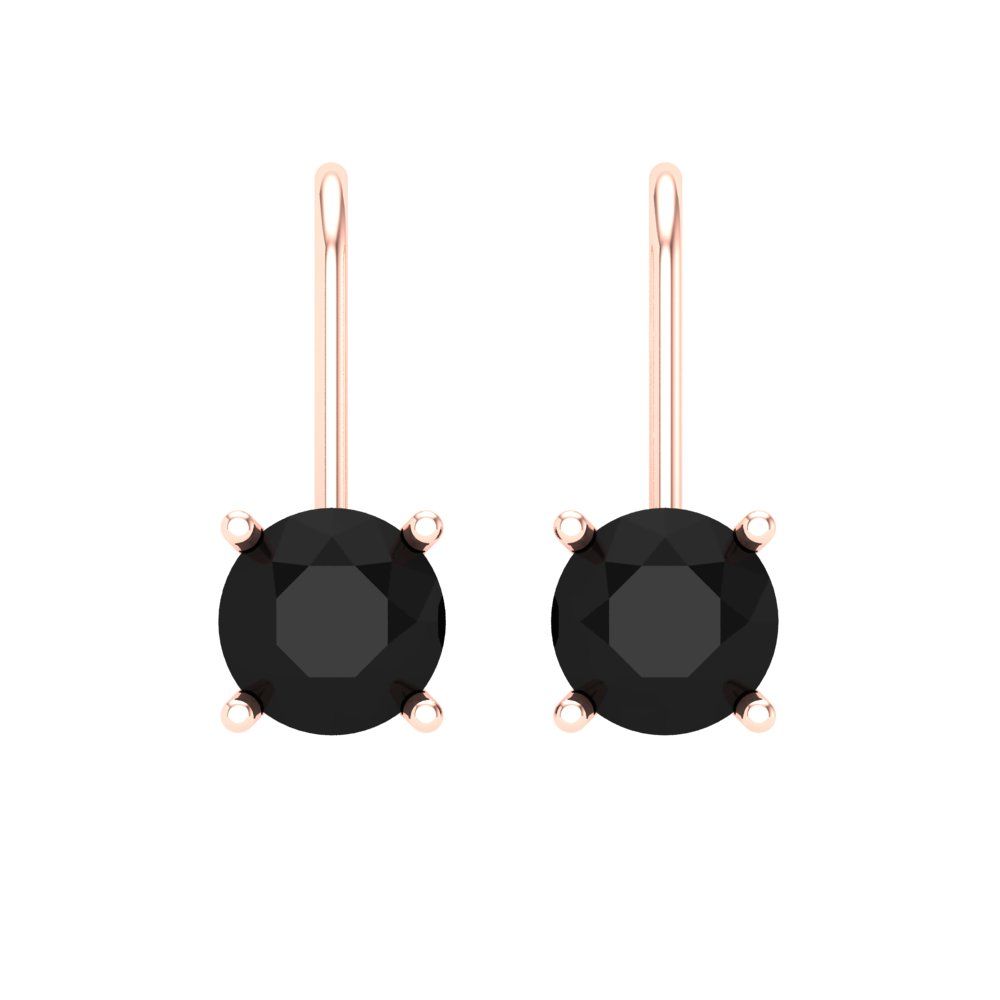 1.5 ctw Onyx Drop Dangle Earrings | 6mm Round Cut White Gold Lever Back | July Birthstone