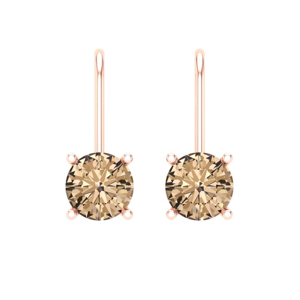 1.5 ctw Yellow Moissanite Drop Dangle Earrings | 6mm Round Cut White Gold Lever Back | April Birthstone