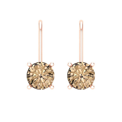 1.5 ctw Yellow Moissanite Drop Dangle Earrings | 6mm Round Cut White Gold Lever Back | April Birthstone