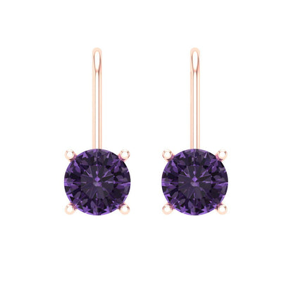 1.5cttw Alexandrite Gold-Plated 925 Silver Lever Back Drop Dangle Earrings