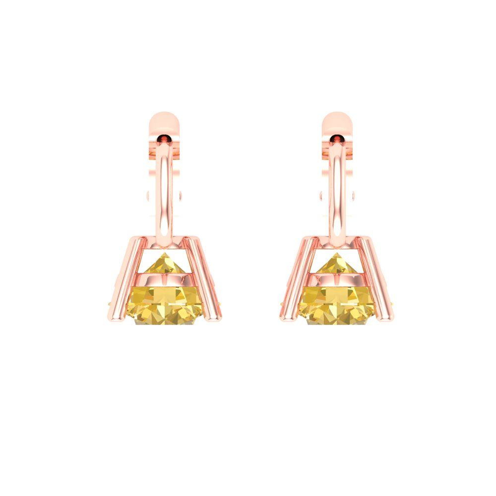 1.5 ctw Citrine Drop Dangle Earrings | 6mm Round Cut White Gold Lever Back | November Birthstone