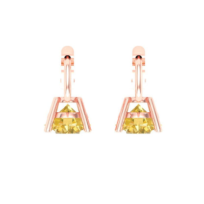 1.5 ctw Citrine Drop Dangle Earrings | 6mm Round Cut White Gold Lever Back | November Birthstone