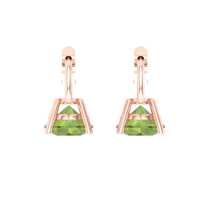 1.5 ctw Peridot Drop Dangle Earrings | 6mm Round Cut White Gold Lever Back | August Birthstone