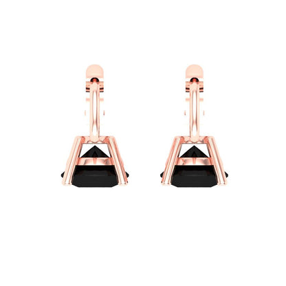 1.5 ctw Onyx Drop Dangle Earrings | 6mm Round Cut White Gold Lever Back | July Birthstone
