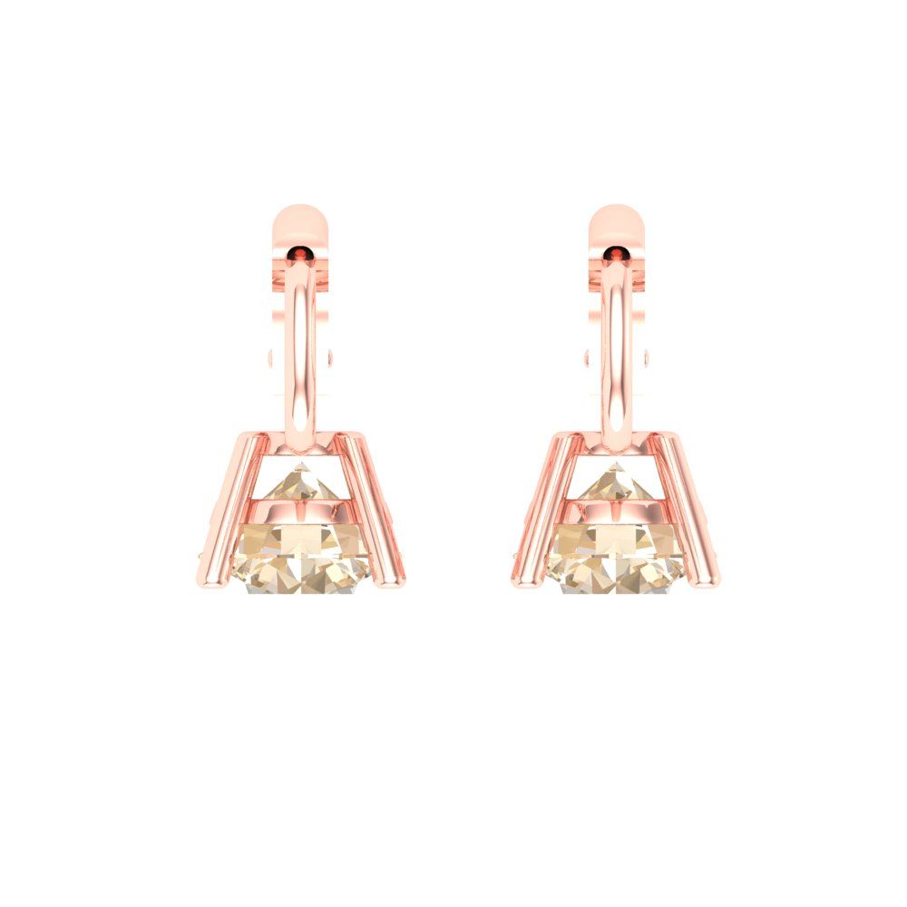 1.5 ctw Morganite Drop Dangle Earrings | 6mm Round Cut White Gold Lever Back | February Birthstone
