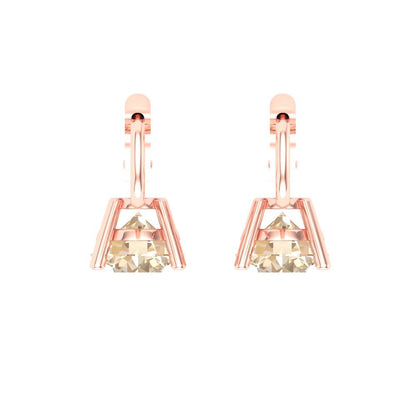 1.5 ctw Morganite Drop Dangle Earrings | 6mm Round Cut White Gold Lever Back | February Birthstone