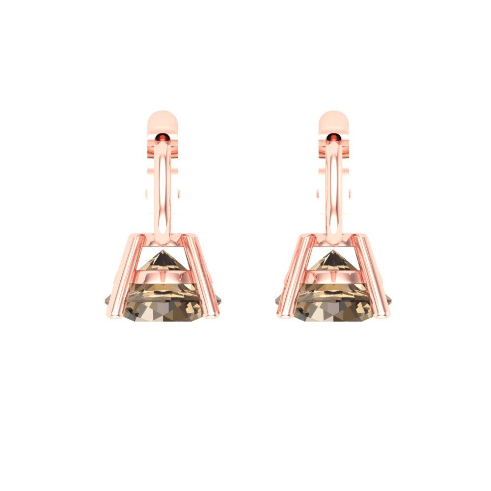 1.5 ctw Champagne Drop Dangle Earrings | 6mm Round Cut White Gold Lever Back | April Birthstone