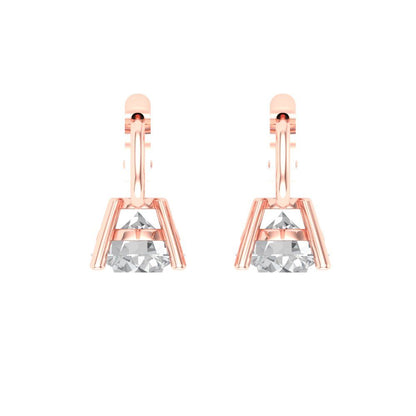 1.5 ctw Moissanite Drop Dangle Earrings | 6mm Round Cut White Gold Lever Back | April Birthstone