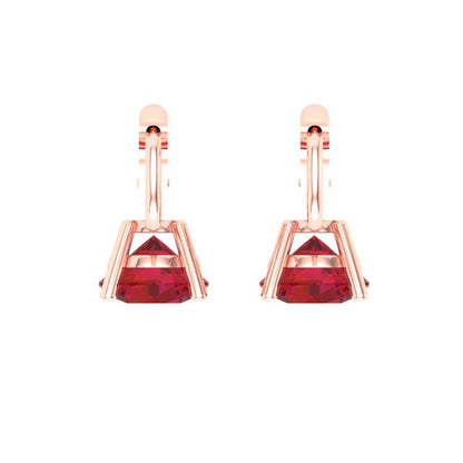 1.5 ctw Ruby Drop Dangle Earrings | 6mm Round Cut White Gold Lever Back | July Birthstone