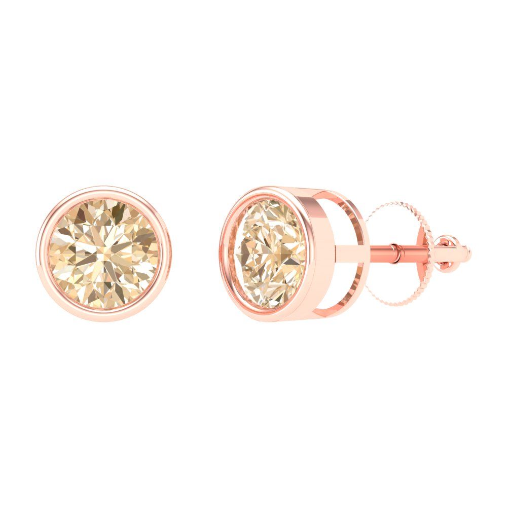 1 ctw Morganite Studs Earrings | 5.0mm Round Cut White Gold Screw back | February Birthstone