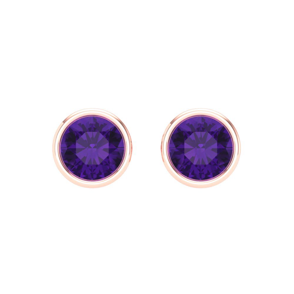 1 ctw Amethyst Studs Earrings | 5.0mm Round Cut White Gold Screw back | February Birthstone
