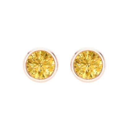 1 ctw Citrine Studs Earrings | 5.0mm Round Cut White Gold Screw back | November Birthstone