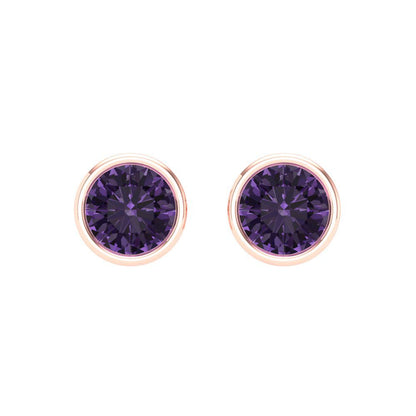 1 ctw Alexandrite Studs Earrings | 5.0mm Round Cut White Gold Screw back | June Birthstone