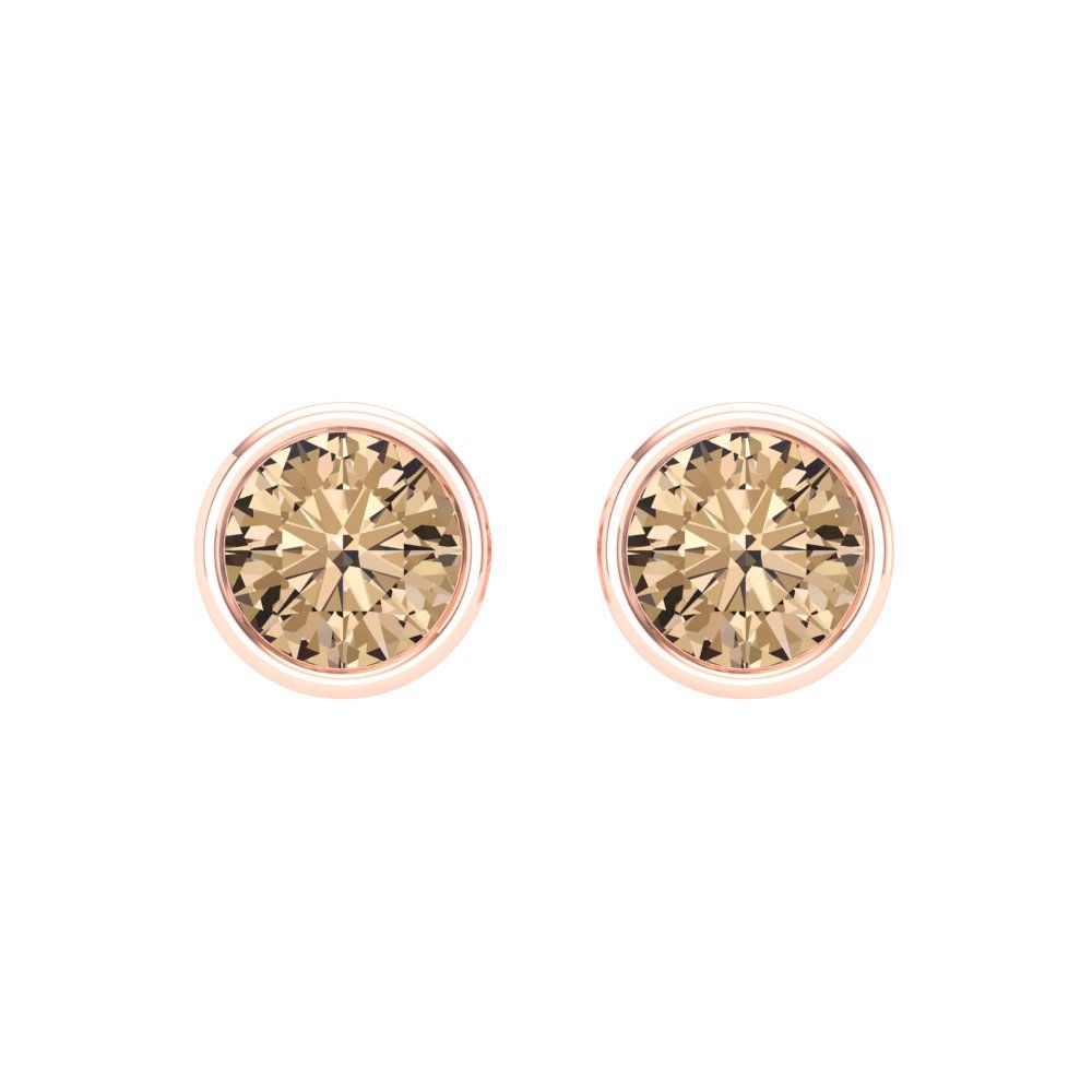1 ctw Yellow Moissanite Studs Earrings | 5.0mm Round Cut White Gold Screw back | April Birthstone