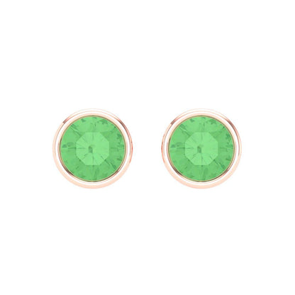 1 ctw Green Zirconia Studs Earrings | 5.0mm Round Cut White Gold Screw back | April Birthstone