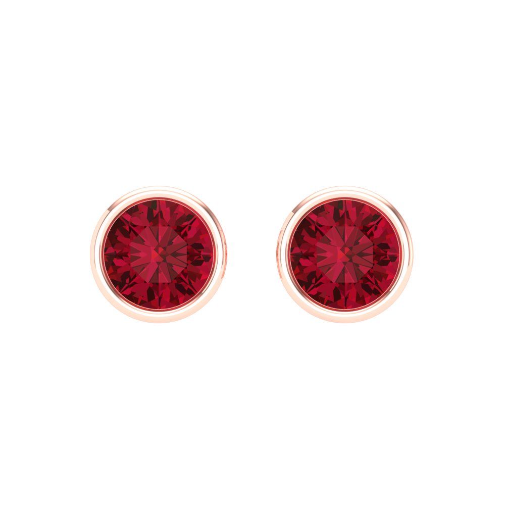 1 ctw Ruby Studs Earrings | 5.0mm Round Cut White Gold Screw back | July Birthstone