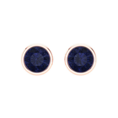 1 ctw Blue Sapphire Studs Earrings | 5.0mm Round Cut White Gold Screw back | September Birthstone