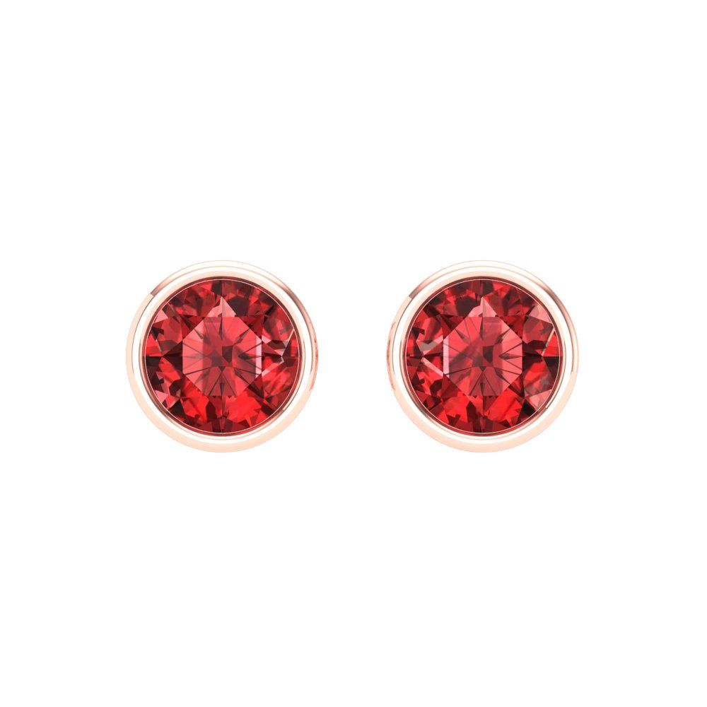 1 ctw Garnet Studs Earrings | 5.0mm Round Cut White Gold Screw back | January Birthstone