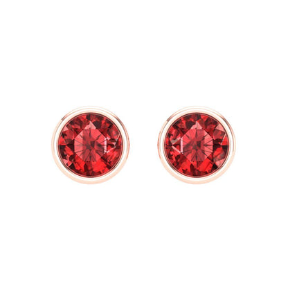 1 ctw Garnet Studs Earrings | 5.0mm Round Cut White Gold Screw back | January Birthstone