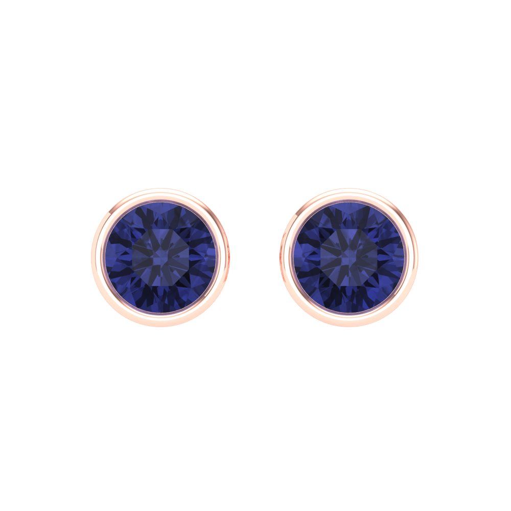 1 ctw Tanzanite Studs Earrings | 5.0mm Round Cut White Gold Screw back | December Birthstone