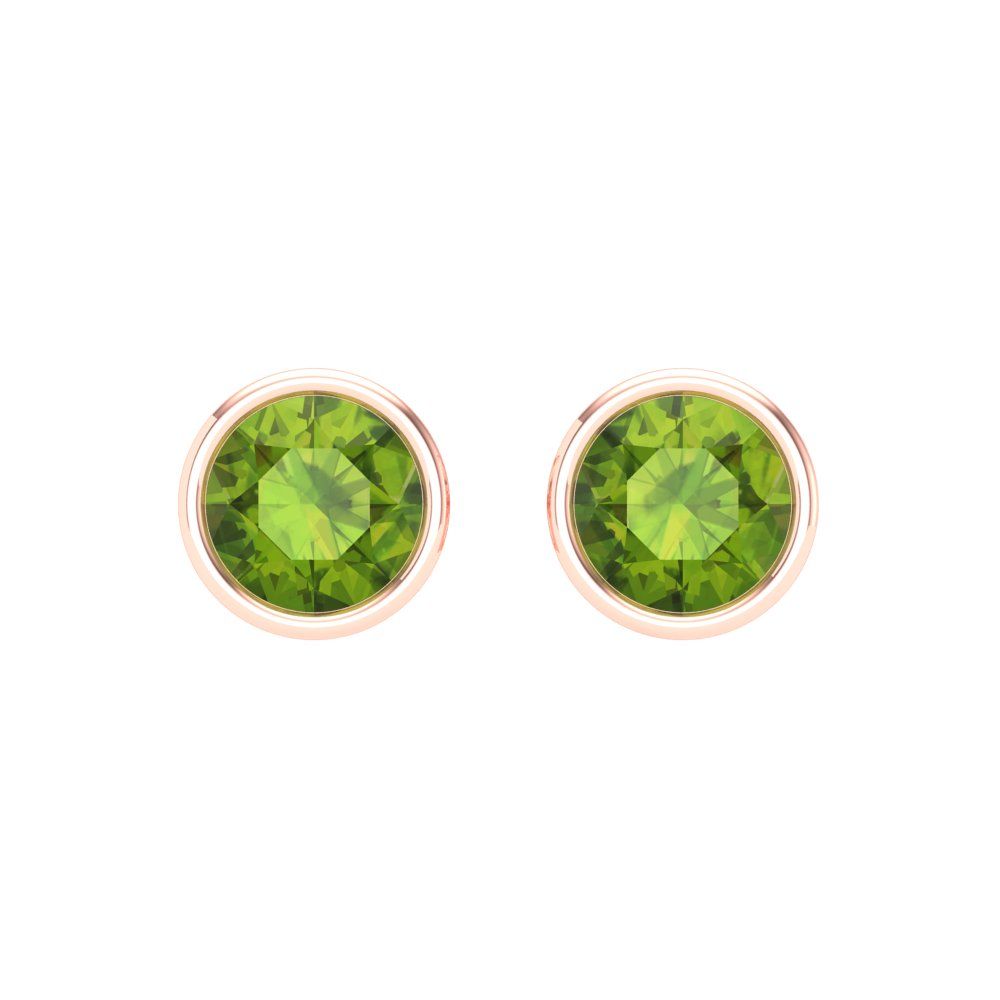 1 ctw Peridot Studs Earrings | 5.0mm Round Cut White Gold Screw back | August Birthstone