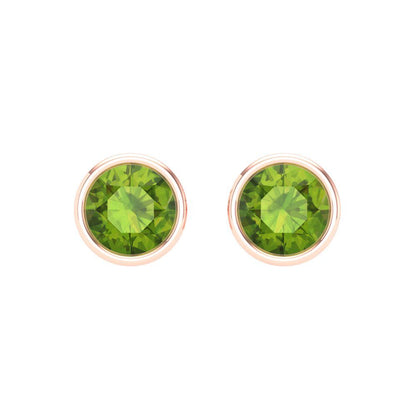 1 ctw Peridot Studs Earrings | 5.0mm Round Cut White Gold Screw back | August Birthstone