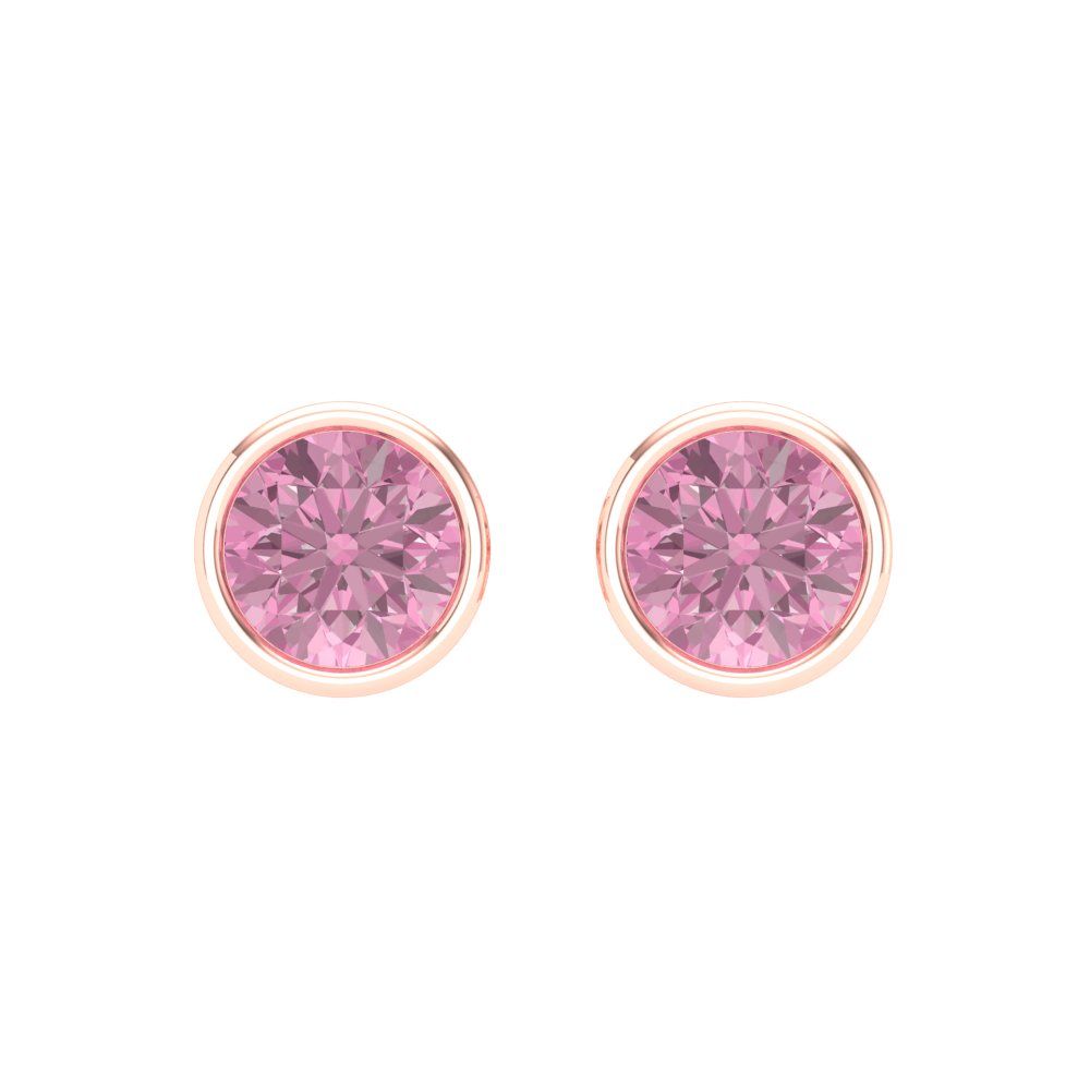 1 ctw Pink Zirconia Studs Earrings | 5.0mm Round Cut White Gold Screw back | April Birthstone