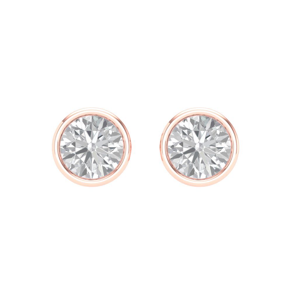 1 ctw Zirconia Diamond Studs Earrings | 5.0mm Round Cut White Gold Screw back | April Birthstone