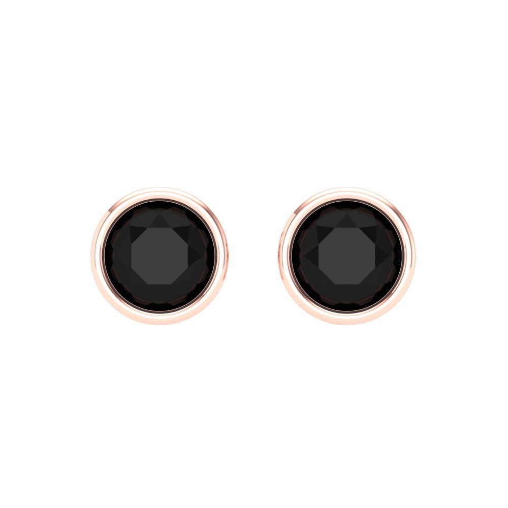 1 ctw Onyx Studs Earrings | 5.0mm Round Cut White Gold Screw back | July Birthstone