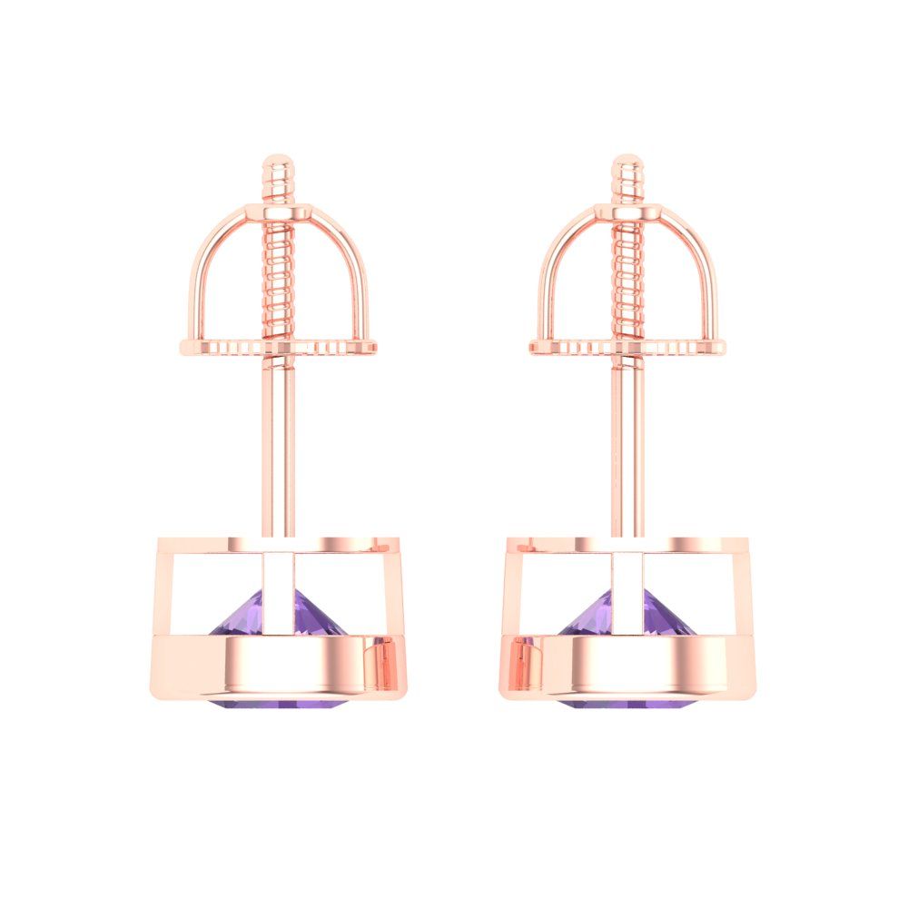 1 ctw Alexandrite Studs Earrings | 5.0mm Round Cut White Gold Screw back | June Birthstone