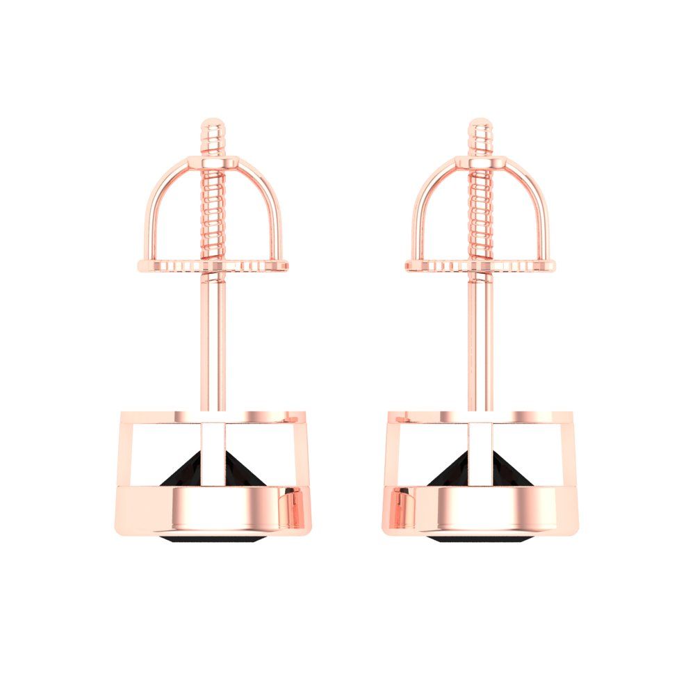 1 ctw Onyx Studs Earrings | 5.0mm Round Cut White Gold Screw back | July Birthstone