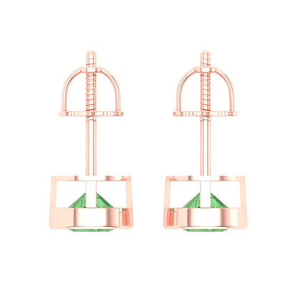 1 ctw Green Zirconia Studs Earrings | 5.0mm Round Cut White Gold Screw back | April Birthstone
