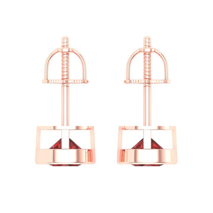 1 ctw Garnet Studs Earrings | 5.0mm Round Cut White Gold Screw back | January Birthstone