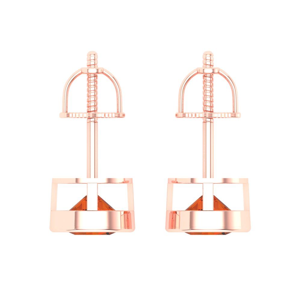 1 ctw Red Zirconia Studs Earrings | 5.0mm Round Cut White Gold Screw back | April Birthstone