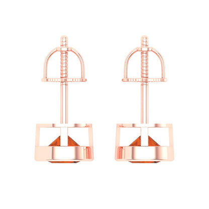 1 ctw Red Zirconia Studs Earrings | 5.0mm Round Cut White Gold Screw back | April Birthstone