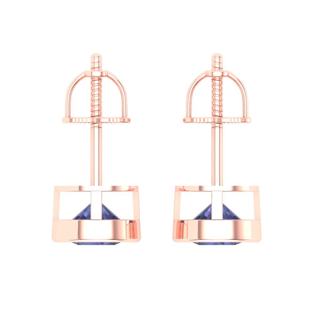 1 ctw Tanzanite Studs Earrings | 5.0mm Round Cut White Gold Screw back | December Birthstone